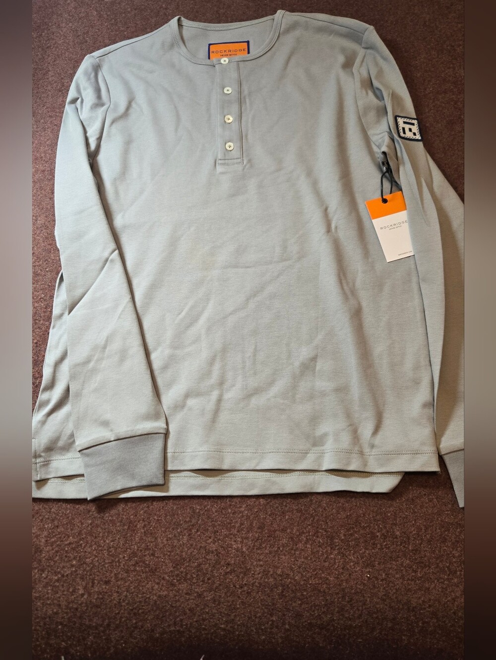 New! Cotton Henley By Rockridge Size Medium Gray Fitted